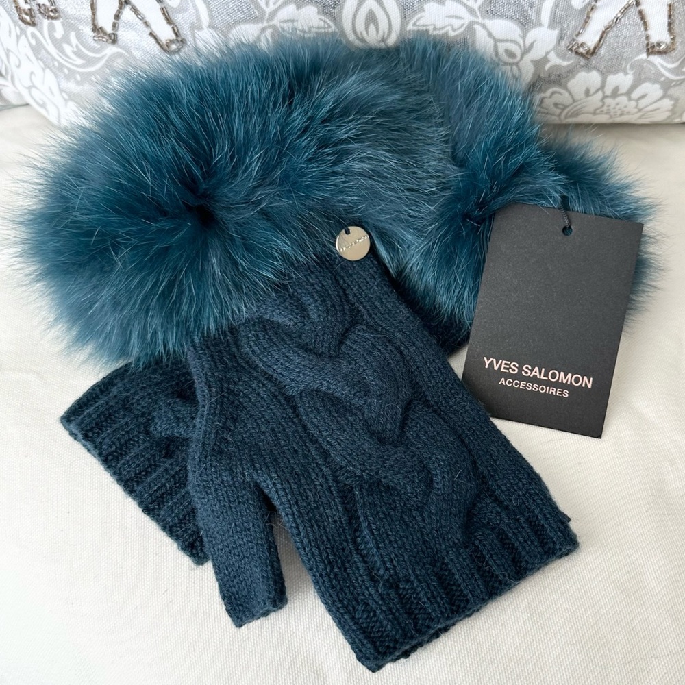 Brand New Yves Salomon Cashmere & Fur Mittens